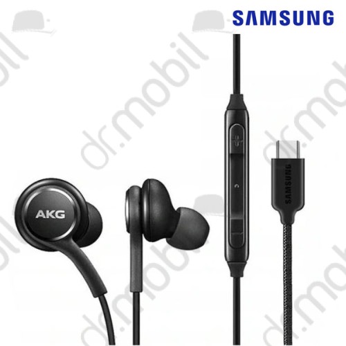 Fülhallgató sztereó Samsung EO-IC100BBE (Type-C, felvevő gomb, hangerő szabályzó, 2 pár fülgumi, Tuned by AKG) fekete ECO csomagolás
